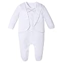A&amp;J DESIGN Baby Boy Tuxedo Gentleman Footie One-piece Romper with Bow Tie