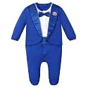 A&amp;J DESIGN Baby Boy Tuxedo Gentleman Footie One-piece Romper with Bow Tie