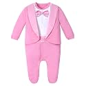 A&amp;J DESIGN Baby Boy Tuxedo Gentleman Footie One-piece Romper with Bow Tie