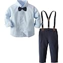 A&amp;J DESIGN Toddler Boy Suit Baby Dress Outfit, Suspender &amp; Bow Tie 12M - 6Y