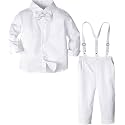 A&amp;J DESIGN Toddler Boy Suit Baby Dress Outfit, Suspender &amp; Bow Tie 12M - 6Y