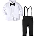 A&amp;J DESIGN Toddler Boy Suit Baby Dress Outfit, Suspender &amp; Bow Tie 12M - 6Y