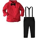 A&amp;J DESIGN Toddler Boy Suit Baby Dress Outfit, Suspender &amp; Bow Tie 12M - 6Y