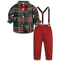 A&amp;J DESIGN Toddler Boy Suit Baby Dress Outfit, Suspender &amp; Bow Tie 12M - 6Y