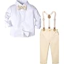 A&amp;J DESIGN Toddler Boy Suit Baby Dress Outfit, Suspender &amp; Bow Tie 12M - 6Y