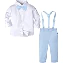 A&amp;J DESIGN Toddler Boy Suit Baby Dress Outfit, Suspender &amp; Bow Tie 12M - 6Y