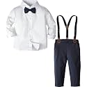 A&amp;J DESIGN Toddler Boy Suit Baby Dress Outfit, Suspender &amp; Bow Tie 12M - 6Y