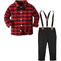 A&amp;J DESIGN Toddler Boy Suit Baby Dress Outfit, Suspender &amp; Bow Tie 12M - 6Y