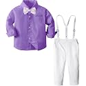 A&amp;J DESIGN Toddler Boy Suit Baby Dress Outfit, Suspender &amp; Bow Tie 12M - 6Y