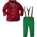 A&amp;J DESIGN Toddler Boy Suit Baby Dress Outfit, Suspender &amp; Bow Tie 12M - 6Y