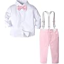 A&amp;J DESIGN Toddler Boy Suit Baby Dress Outfit, Suspender &amp; Bow Tie 12M - 6Y