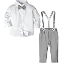 A&amp;J DESIGN Toddler Boy Suit Baby Dress Outfit, Suspender &amp; Bow Tie 12M - 6Y