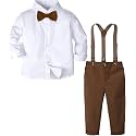 A&amp;J DESIGN Toddler Boy Suit Baby Dress Outfit, Suspender &amp; Bow Tie 12M - 6Y