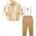 A&amp;J DESIGN Toddler Boy Suit Baby Dress Outfit, Suspender &amp; Bow Tie 12M - 6Y