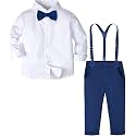 A&amp;J DESIGN Toddler Boy Suit Baby Dress Outfit, Suspender &amp; Bow Tie 12M - 6Y