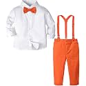 A&amp;J DESIGN Toddler Boy Suit Baby Dress Outfit, Suspender &amp; Bow Tie 12M - 6Y