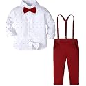 A&amp;J DESIGN Toddler Boy Suit Baby Dress Outfit, Suspender &amp; Bow Tie 12M - 6Y