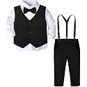 A&amp;J DESIGN Toddler Boys Formal Clothes Suspender Outfit Dress Suit 12M - 6Y