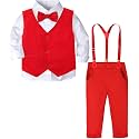 A&amp;J DESIGN Toddler Boys Formal Clothes Suspender Outfit Dress Suit 12M - 6Y