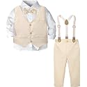 A&amp;J DESIGN Toddler Boys Formal Clothes Suspender Outfit Dress Suit 12M - 6Y