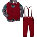 A&amp;J DESIGN Toddler Boys Formal Clothes Suspender Outfit Dress Suit 12M - 6Y