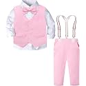 A&amp;J DESIGN Toddler Boys Formal Clothes Suspender Outfit Dress Suit 12M - 6Y