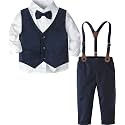 A&amp;J DESIGN Toddler Boys Formal Clothes Suspender Outfit Dress Suit 12M - 6Y