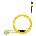 AMPCOM MPO to FC Breakout Cable 9/125μm Singlemode OS1/OS2(8 Fiber, MPO to FC, Type B, LSZH/Riser, UPC, Yellow) 25m (82ft)