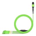 AMPCOM MPO to LC Breakout Cable 50/125μm Multimode OM5(8 Fiber, MPO to LC, Type B, LSZH/Riser, UPC, Lime Green) 1m (3ft)