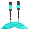 AMPCOM MPO to MPO Trunk Cable 50/125μm Multimode OM3-300 (8 Fiber, MPO to MPO Female, Type B, LSZH/Riser, UPC, Aqua) 20m (65.5ft)