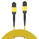 AMPCOM MPO to MPO Trunk Cable 9/125μm Singlemode OS1/OS2(8 Fiber, MPO to MPO Female, Type B, LSZH/Riser, UPC, Yellow) 30m (98.4ft)