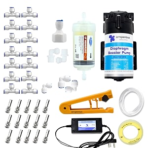 ampereus fogger nozzle kit for dairy farm and home fogging machine for cooling with 15 nozzles 150 gpd pump 25 meter pipe uf membrane and pipe cutter nozzle distance 14m