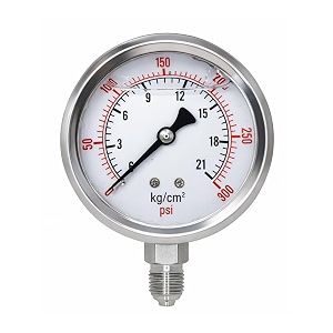ampereus pressure meter water gauge meter for ro industrial amp home use  14 bottom connection durable stainless steel body water pressure meter with accurate reading monitor 21 kgcm300 psi