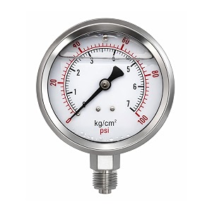 ampereus water pressure gauge meter for ro industrial amp home use  14 bottom connection durable stainless steel body water pressure meter with accurate reading monitor 7 kgcm100 psi
