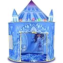 Amplov Princess Pop Up Play Tent, Frozen Toys for Girls, Large 53" x 41" Indoor/Outdoor Ice Castle Playhouse with LED Lights and Carrying Bag, Ideal Gift for Ages 3-6