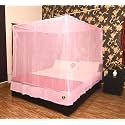 Luxury Mosquito Net for Double to King Size Bed (7x8 Feet) | Premium Machardani with Finest Mesh (300 Holes/Inch) | Sturdy &amp; Durable Canopy | Pink | 2 Entry Points