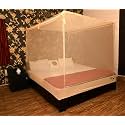 Luxury Mosquito Net for Double to King Size Bed (7x8 Feet) | Premium Machardani with Finest Mesh (300 Holes/Inch) | Sturdy &amp; Durable Canopy | Peach | 2 Entry Points