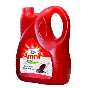 amrit gold kachi ghani mustard organic chemical free healthy cold pressed edible oil 5 litre for cooking food home cafe restaurant and hotel  sarso tel rich in antioxidant immunity booster amp boost appetite