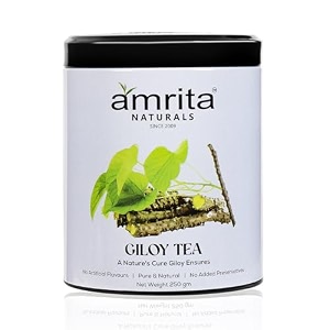 amrita naturals giloy tea  herbal immunity booster  pure amp natural detox tea with basil lemon ginger amp spices  no preservatives  boosts digestion detox amp diabetes support  1 kg