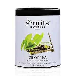 amrita naturals giloy tea  herbal immunity booster  pure amp natural detox tea with basil lemon ginger amp spices  no preservatives  boosts digestion detox amp diabetes support  500g
