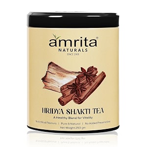 amrita naturals hridya shakti herbal tea  100 natural ayurvedic blend with arjun chaal cinnamon basil amp spices  daily wellness tea for vitality refreshment amp general well-being  250gpack of 2