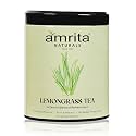 Amrita Naturals Lemongrass Herbal Tea | 100% Natural Refreshing Blend with Lemongrass, Ginger &amp; Tulsi | Supports Digestion, Detox &amp; Immunity | Can Be Brewed in Hot or Cold Water | 250g