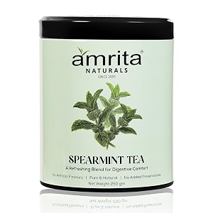 amrita naturals spearmint herbal tea  100 natural cooling blend with spearmint supports hormonal balance digestion amp clear skin  can be brewed in hot or cold water  250g