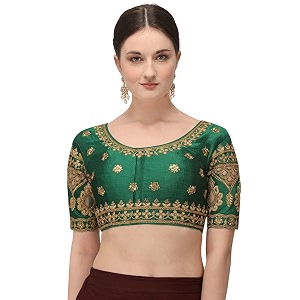 Amrutam Fab Womens Embroidered Phantom Silk Blouse