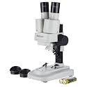 AmScope SE100 Portable Binocular Stereo Microscope, WF10x Eyepieces, 20X