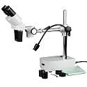 AmScope SE400-Z Professional Binocular Stereo Microscope, WF10x and WF20x Eyepieces, 10X and 20X Magnification, 1X Objective, LED Lighting, Boom-Arm Stand, 110V-120V