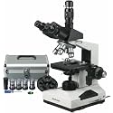 AmScope T490A-PCT Compound Trinocular Microscope with Phase-Contrast Turret, WF10x and WF16x Eyepieces, 40X-1600X Magnification, Brightfield/Darkfield, Halogen Illumination, Abbe Condenser, Double-Layer Mechanical Stage, Slid