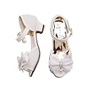 Amtidy Girls Glitter Bow Low Heel Princess Shoes, Mary Jane Ankle Strap Dress Pumps for Wedding Birthday Party Performance