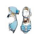 Amtidy Girls Glitter Bow Low Heel Princess Shoes, Mary Jane Ankle Strap Dress Pumps for Wedding Birthday Party Performance
