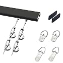 AMUFJJ Heavy Duty Black Picture Hanging Wire 2 3 5 6 8 10 FT, Commercial Gallery Art Wall Rail Set for Office/Museum/School, with Installation Hardware(2m/6.6' Track,1m/3.3' Cable)